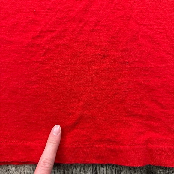 Vintage 80s Blank Tee Single Stitch Pocket Selvedge T Shirt Red - Picture 6 of 7